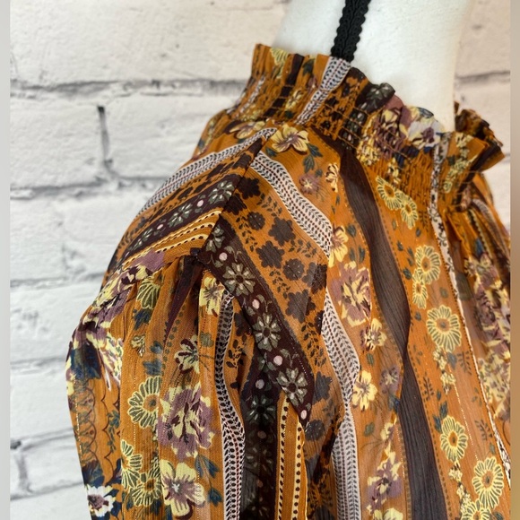 Maurice’s Long Sleeve Floral Boho Blouse Top size Large - Picture 7 of 10